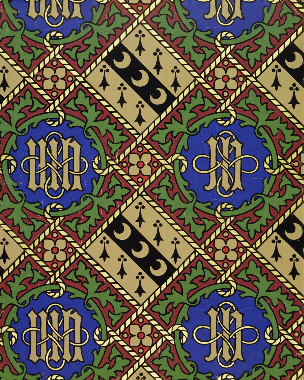 Diamantprint kerkelijk behangontwerp door Augustus Welby Northmore Pugin