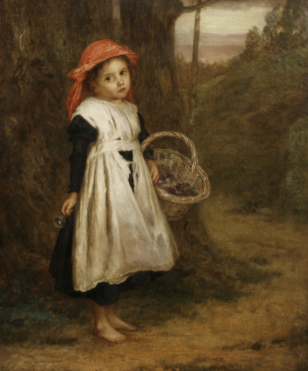 Een kleine viooltjesverkoper door Augustus Edwin Mulready