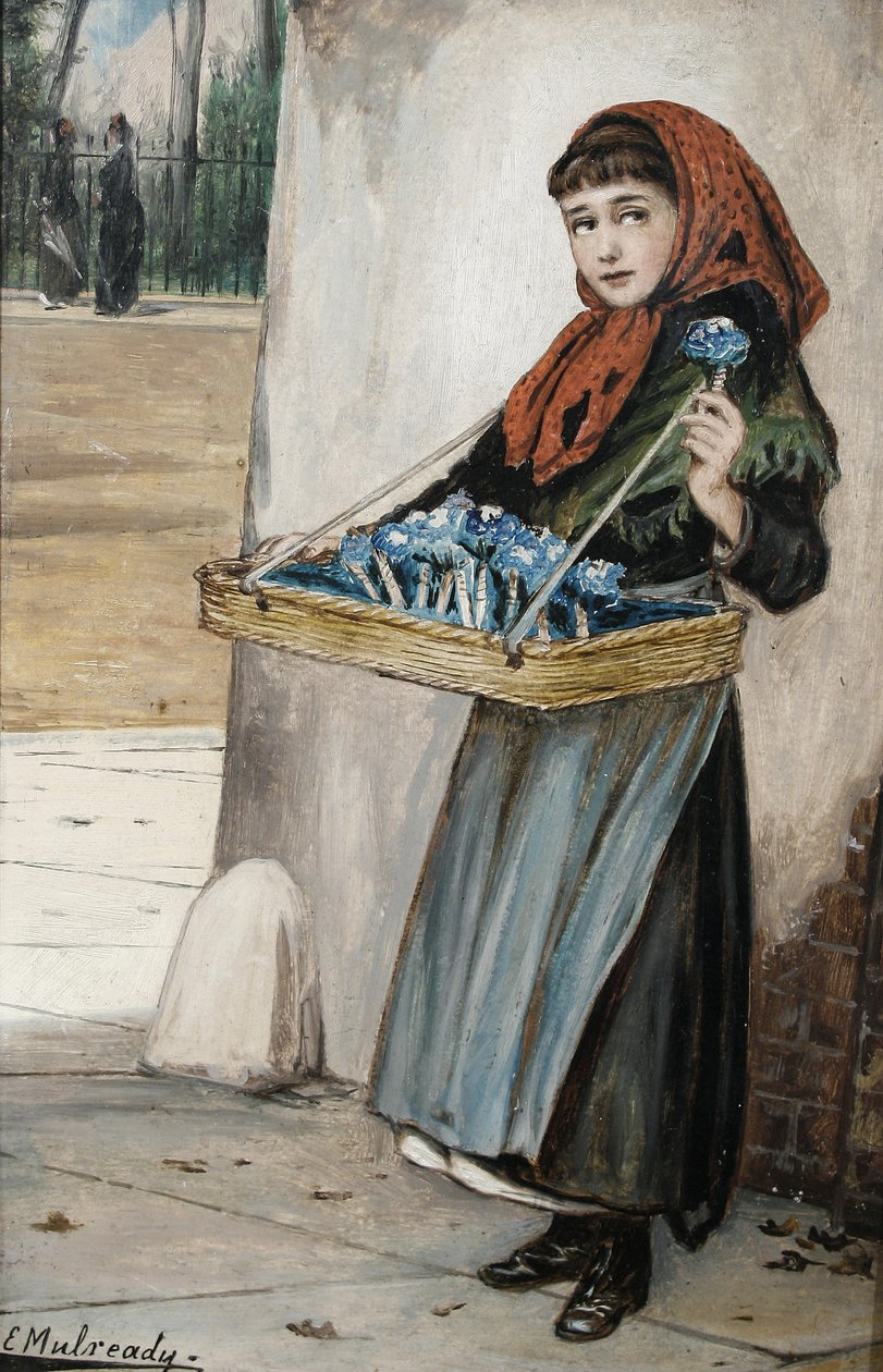 Een oogje op een verwachte koper door Augustus Edwin Mulready