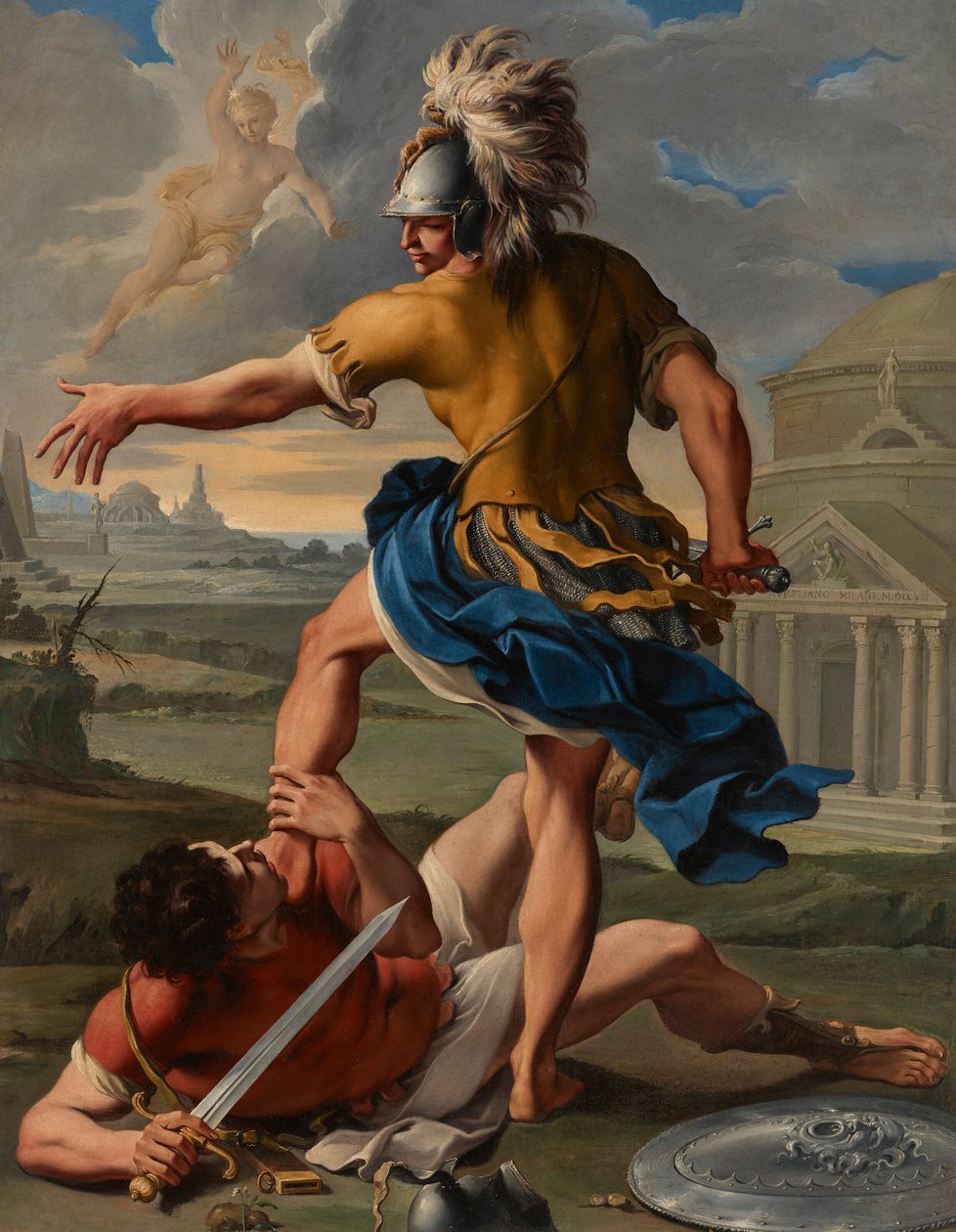 Het gevecht van Aeneas en Turnus door Aureliano Milani