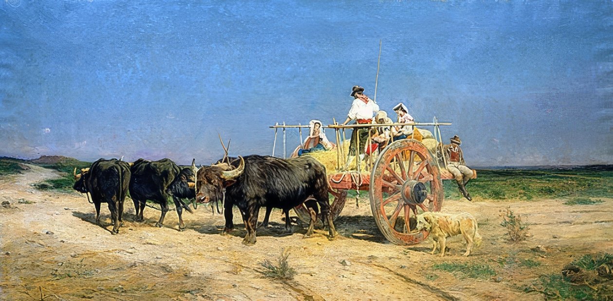 Wagen getrokken door buffels door Aurelio Tiratelli