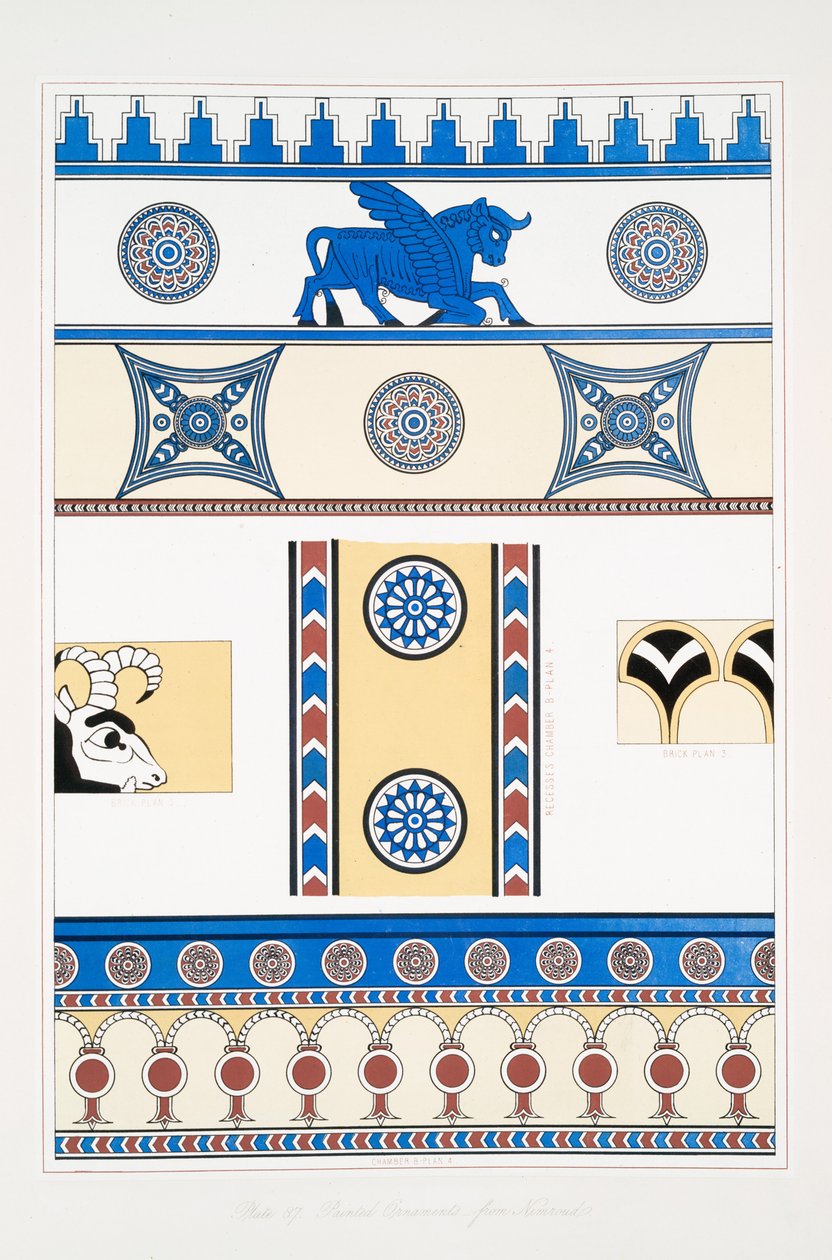 Geschilderde ornamenten uit Nimroud [Calah] door Austen Henry Layard