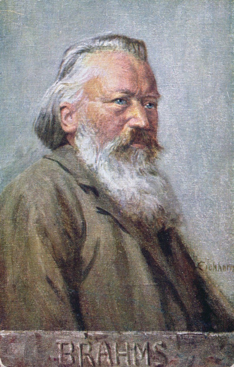 Ansichtkaart met afbeelding van Johannes Brahms ca. 1910 door Austrian School