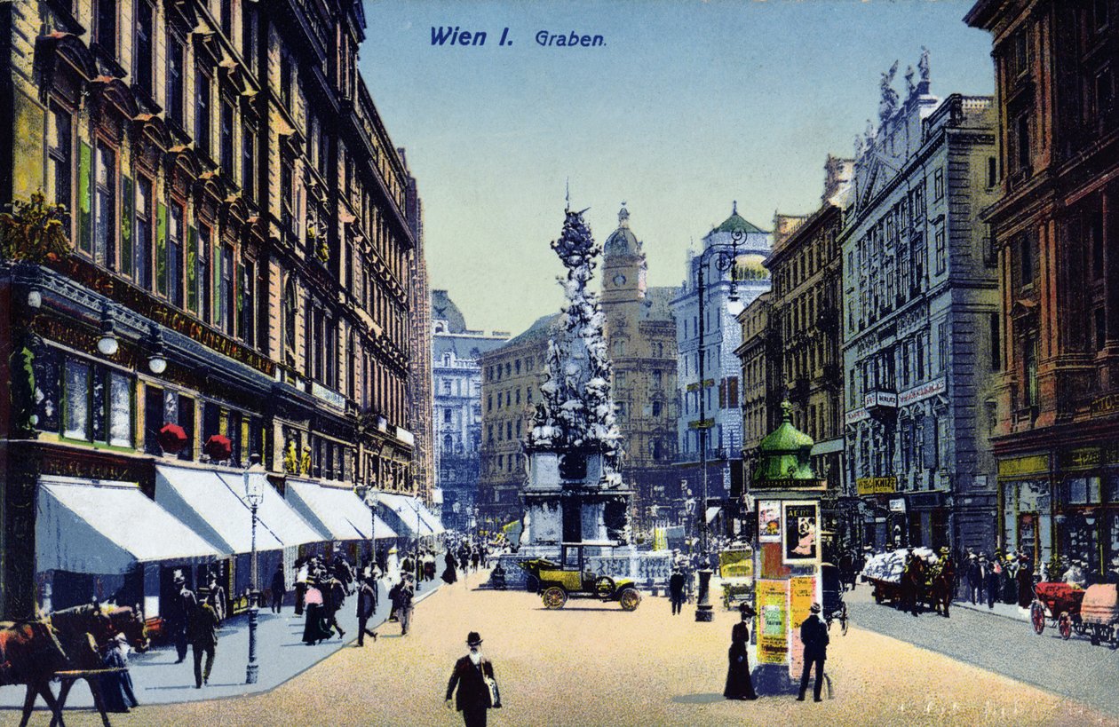 Ansichtkaart met de Graben in Wenen, c.1910 door Austrian School