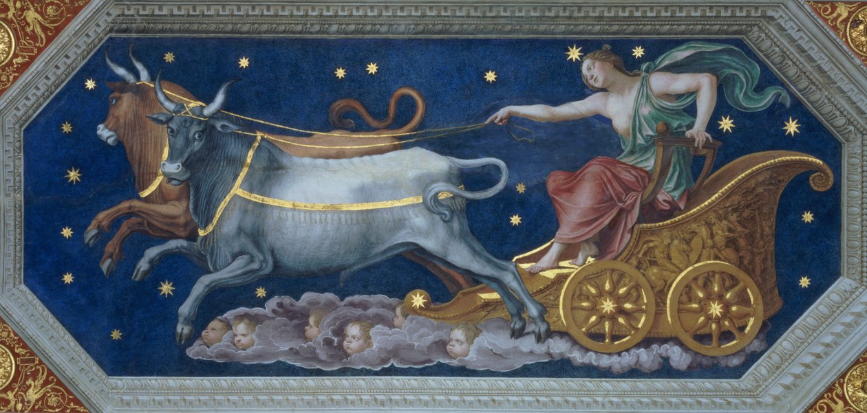 De nimf Callisto op de wagen van Jupiter, plafonddecoratie uit de 