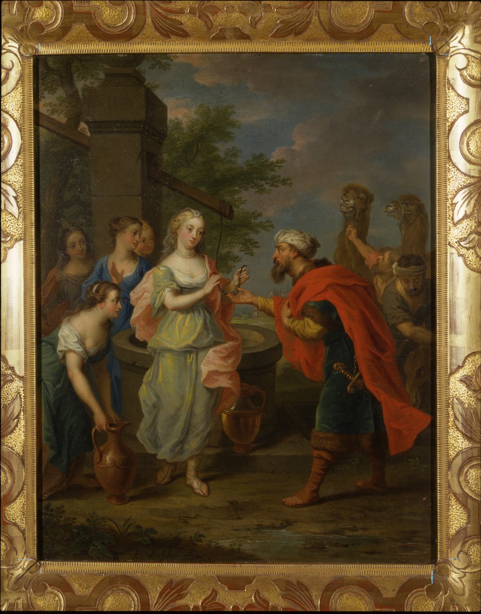 Eliezer en Rebecca bij de bron door Balthasar Beschey