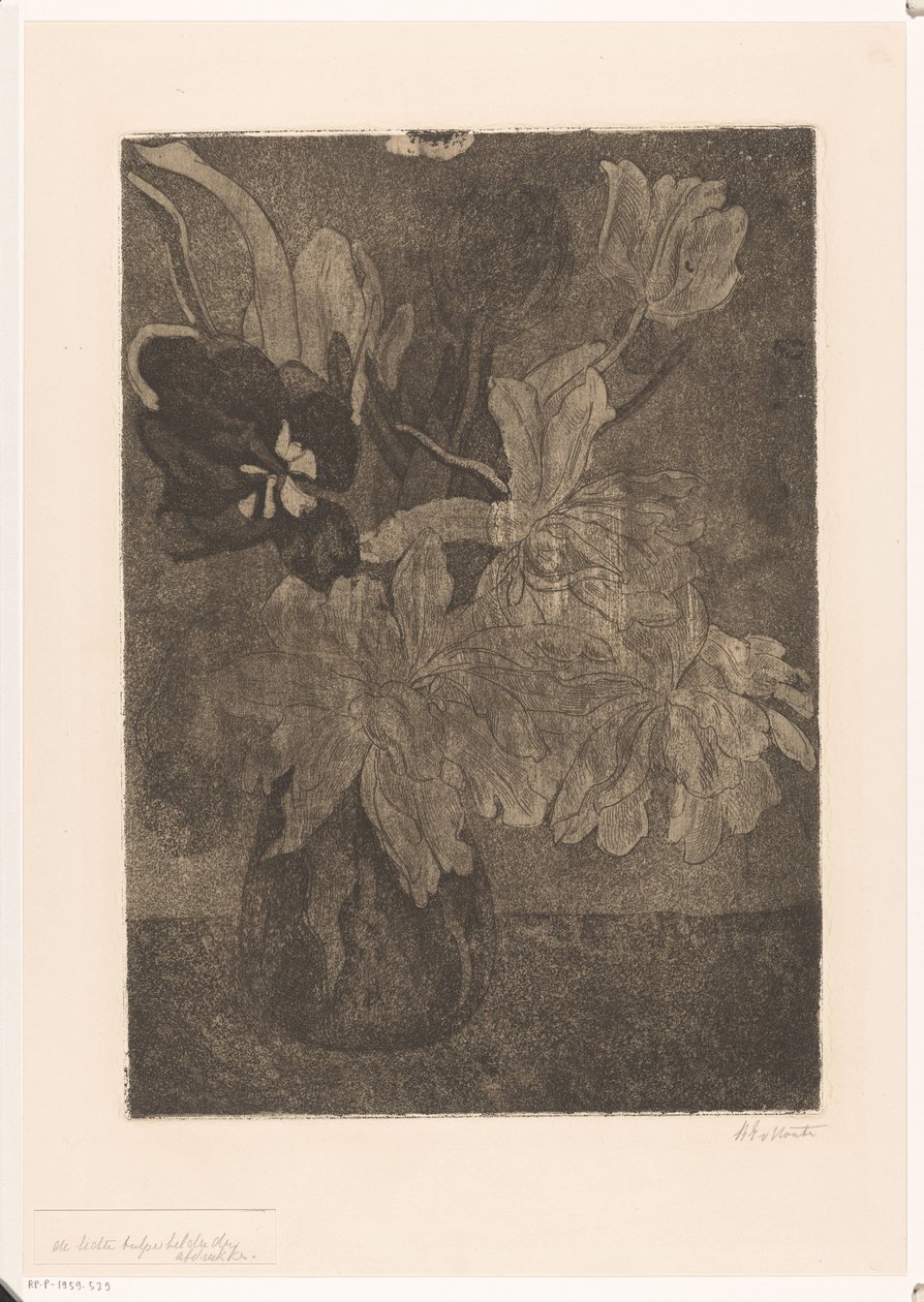 Vaas met tulpen door Barbara Elisabeth van Houten (signed by artist)