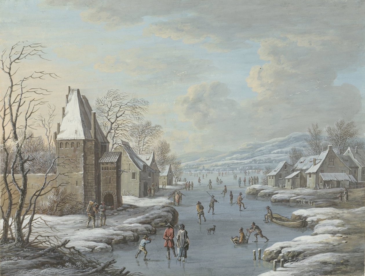 Wintergezicht met ijsvermaak door Barbara Regina Dietzsch