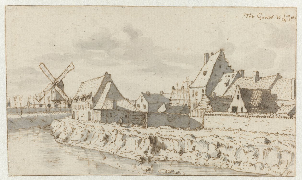 Gezicht op Grave, Noord-Brabant door Barend Klotz (attributed to)