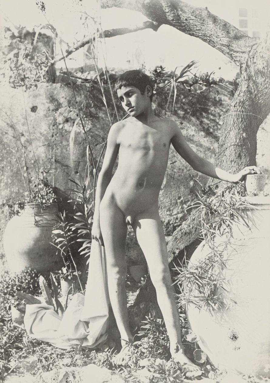 [Naakte jeugd in tuin]. door Baron Wilhelm von Gloeden