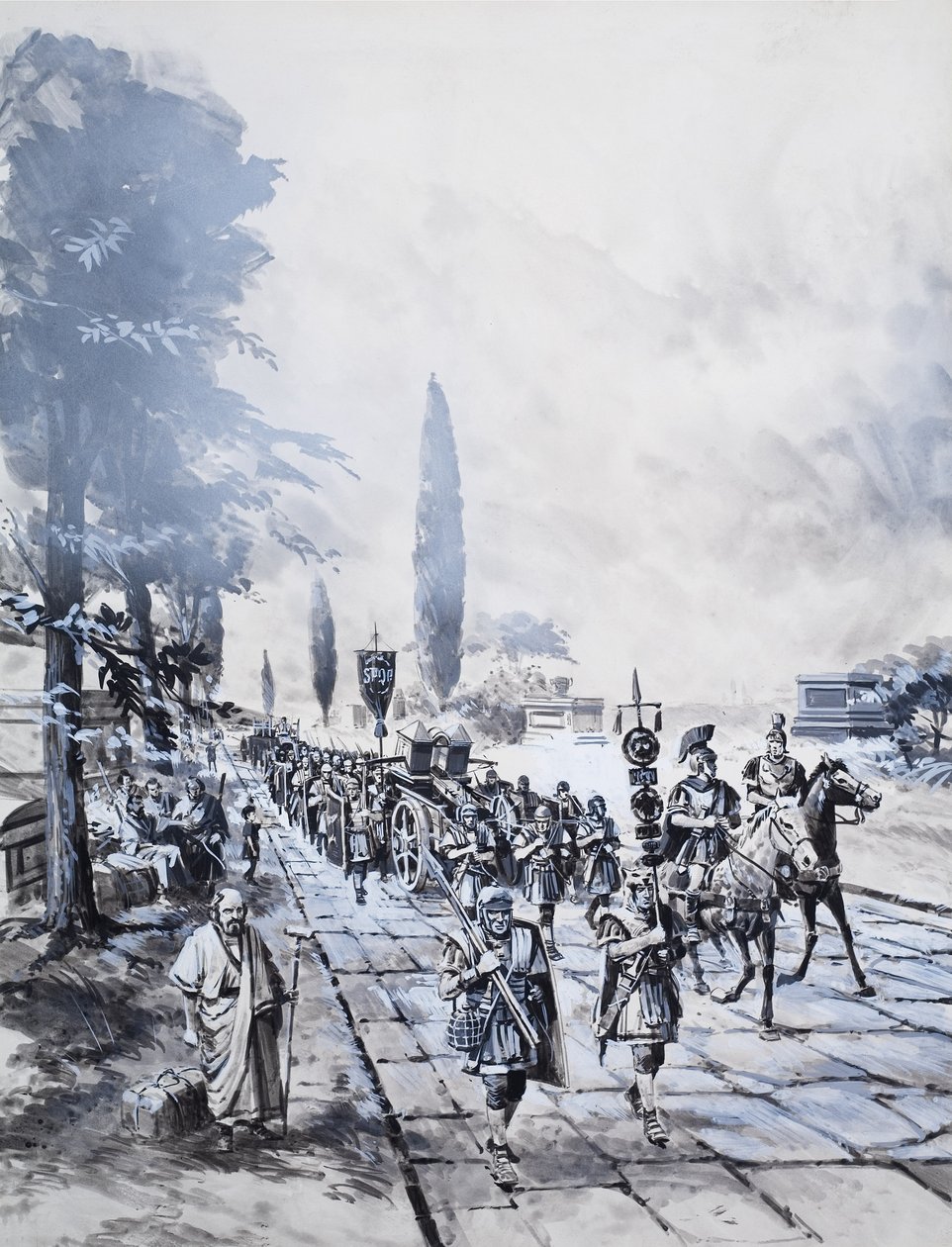 Een Romeins legioen (gouache op papier) door Barrie Linklater