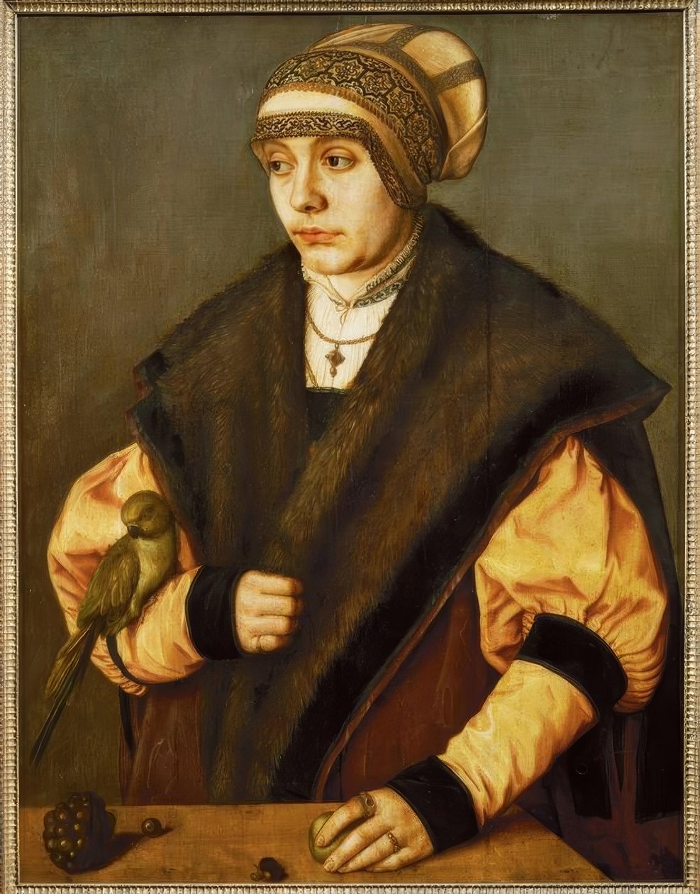 B. Beham, Vrouw met papegaai door Barthel Beham