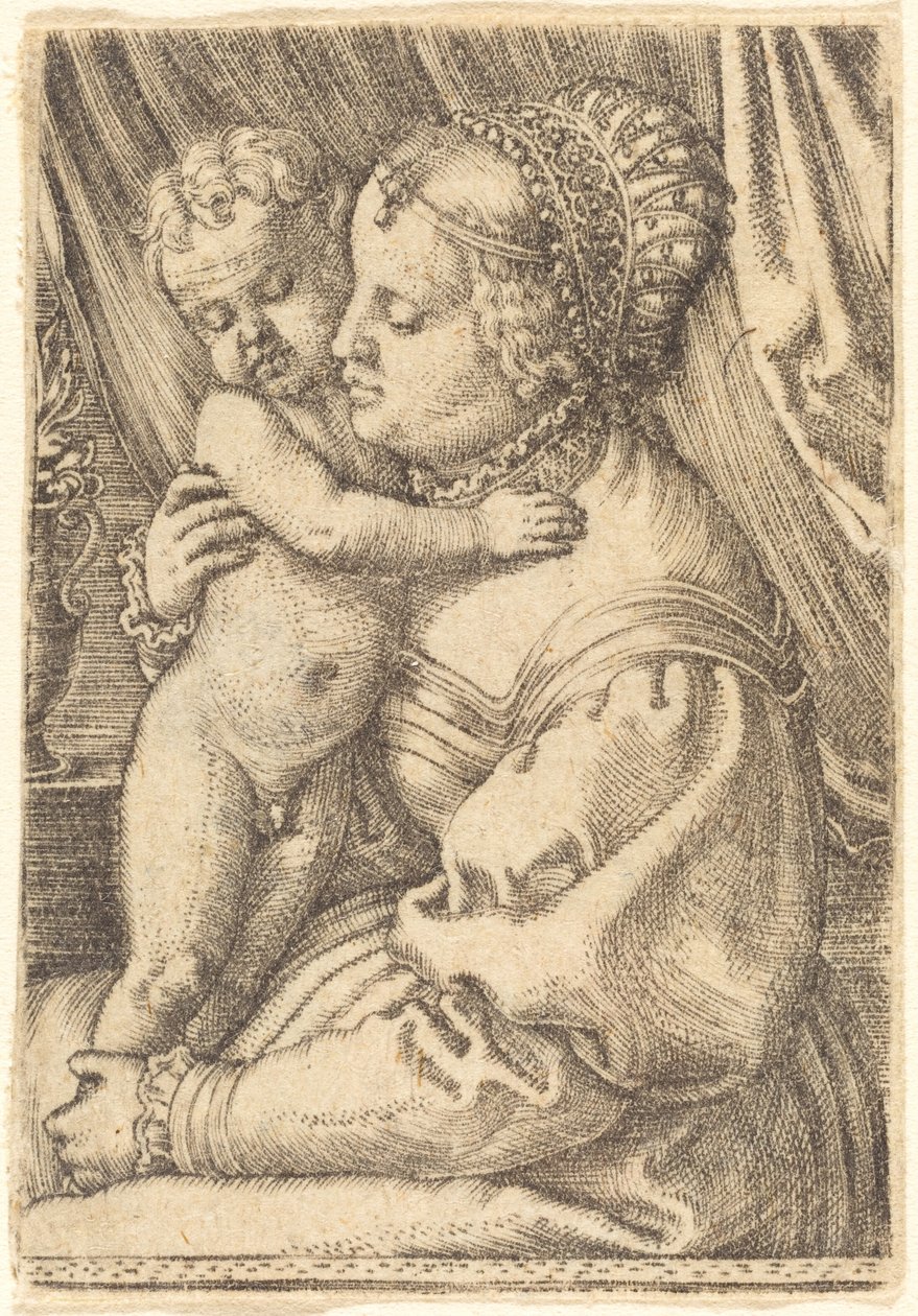 Madonna met bloemenvaas door Barthel Beham