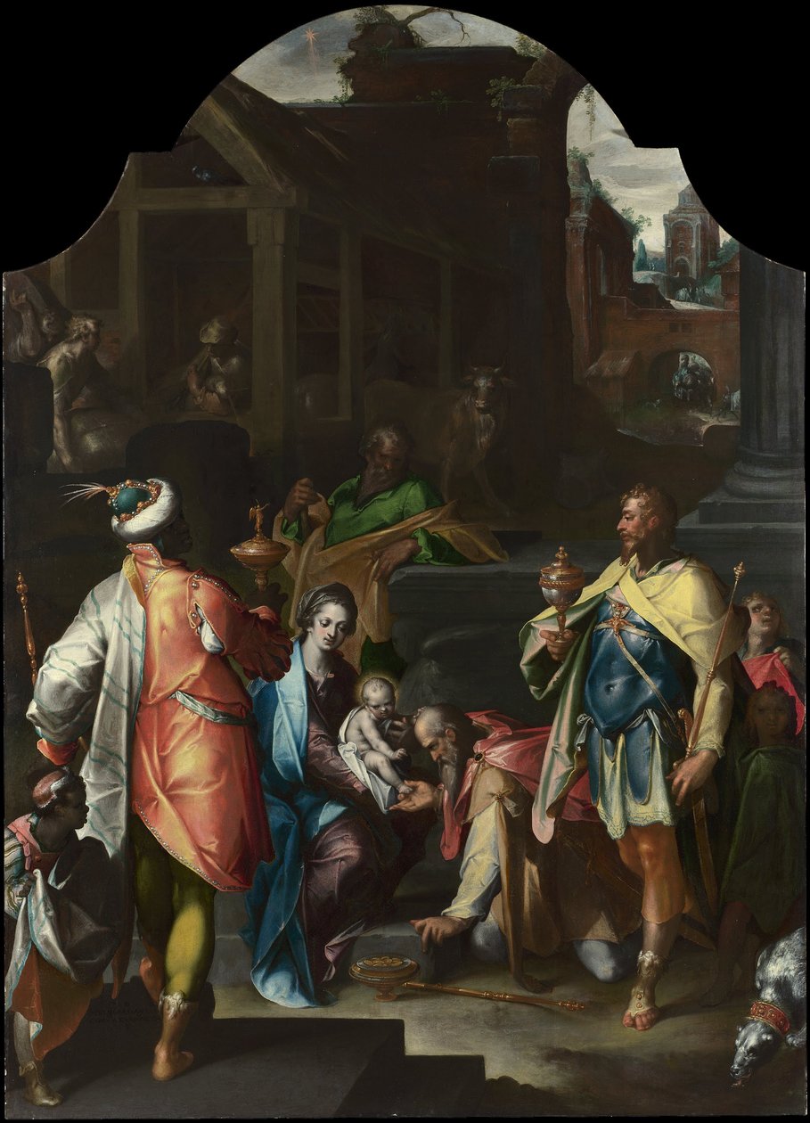 De Aanbidding van de Koningen door Bartholomaeus Spranger