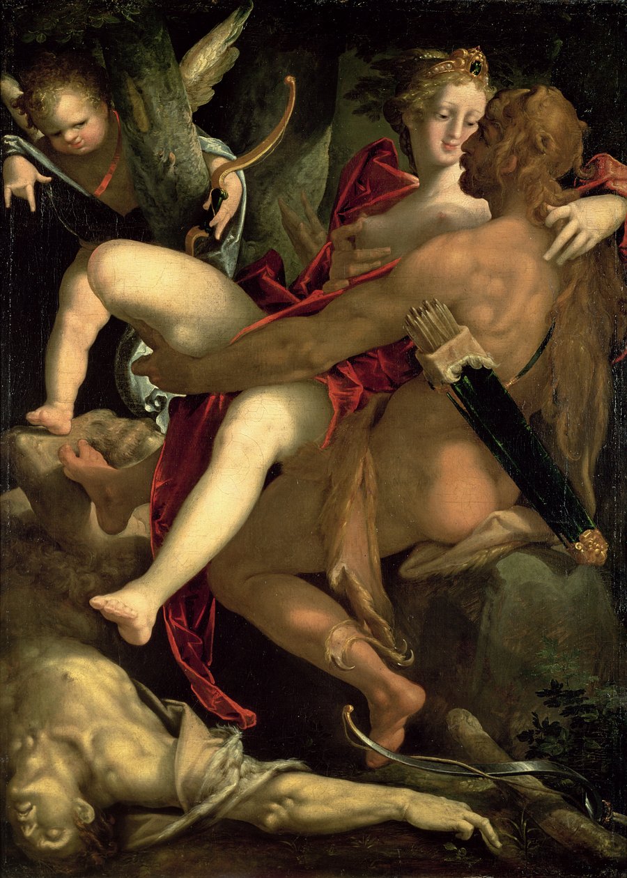Hercules, Deianeira en de centaur Nessus, 1580 door Bartholomaeus Spranger