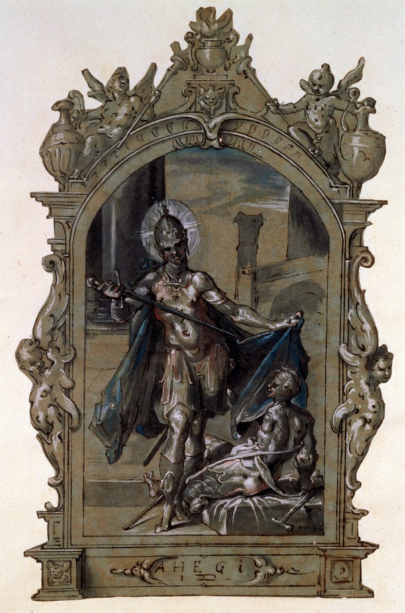 Sint Martinus en een bedelaar door Bartholomaeus Spranger