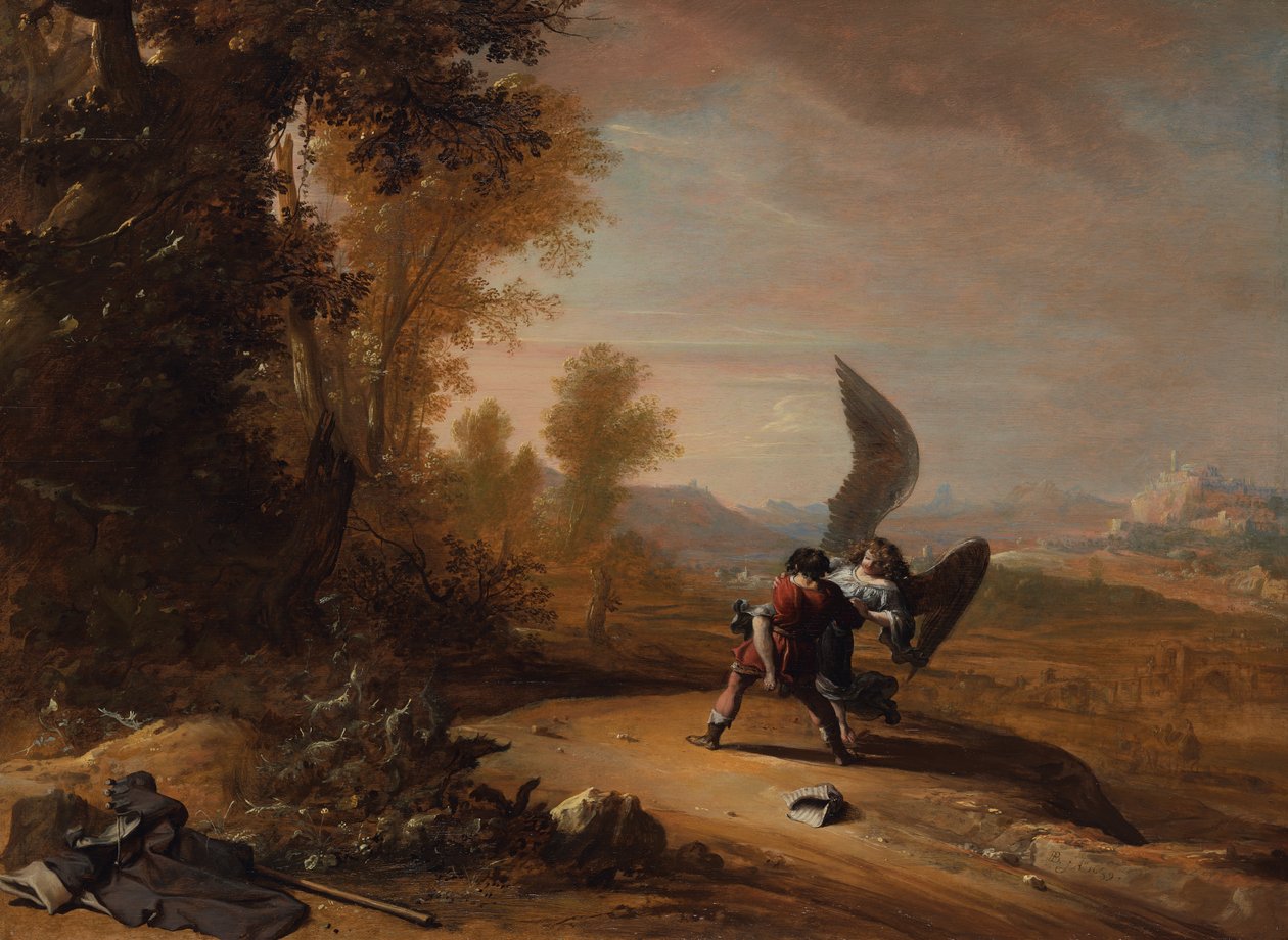 Jacob worstelt met de engel door Bartholomeus Breenbergh