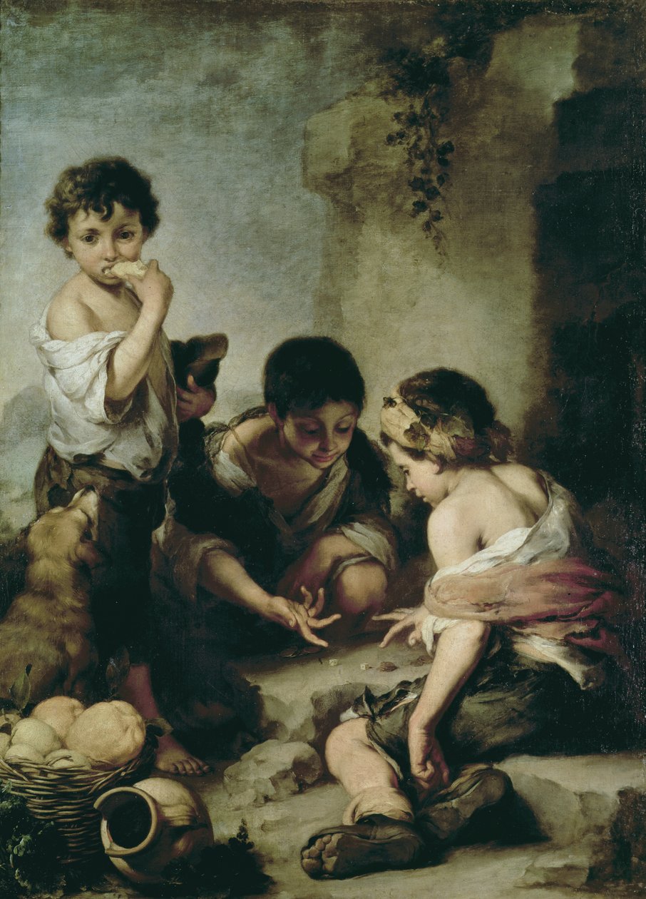 Jongens die Dobbelstenen Spelen, ca. 1670-75 door Bartolomé Esteban Murillo