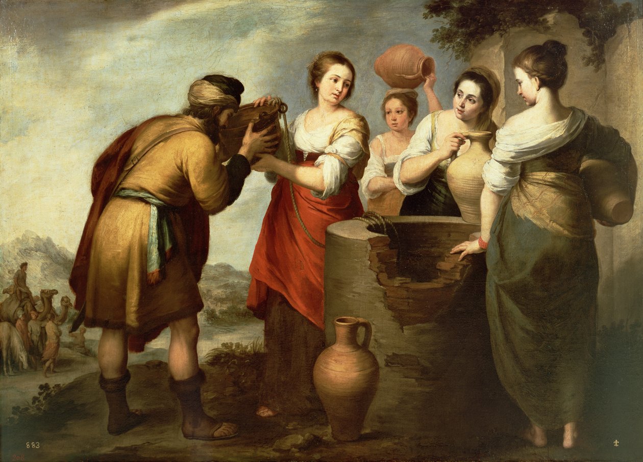 Rebecca en Eliezer bij de bron, ca. 1665 door Bartolomé Esteban Murillo