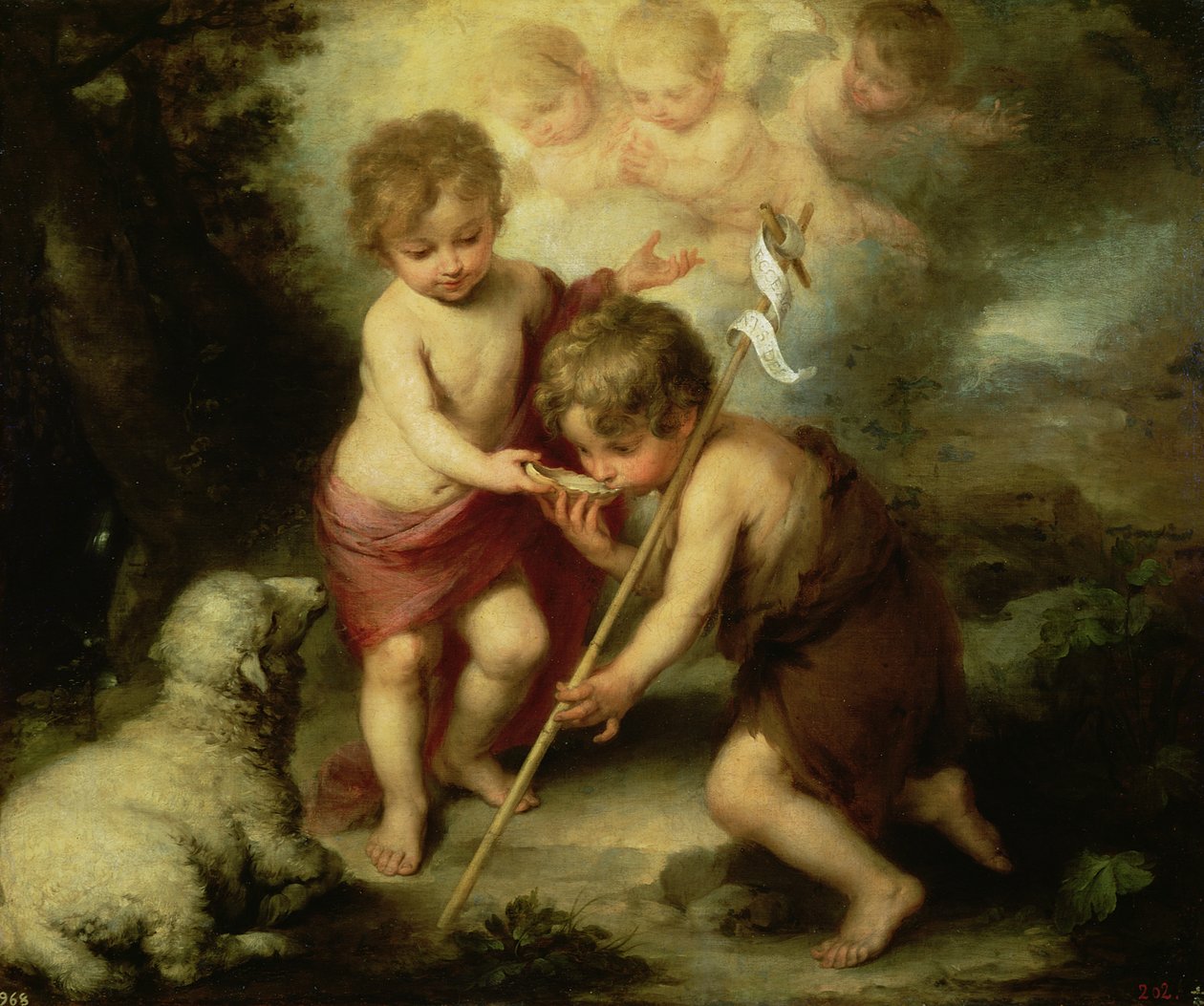De jongens met de schelp door Bartolomé Esteban Murillo
