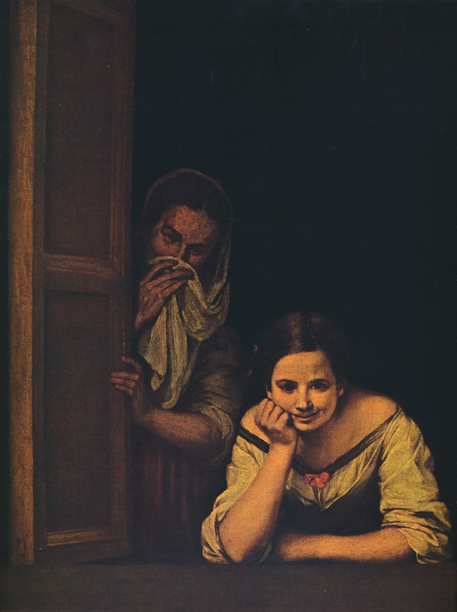 Twee vrouwen bij een raam, 1655-1660 door Bartolomé Esteban Murillo