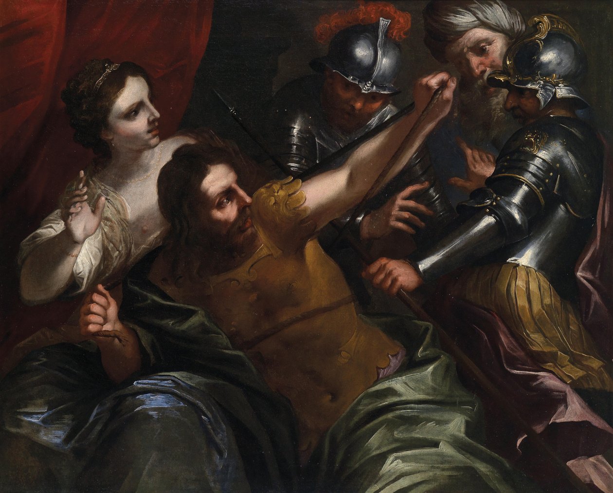 Samson en Delila door Bartolomeo Biscaino