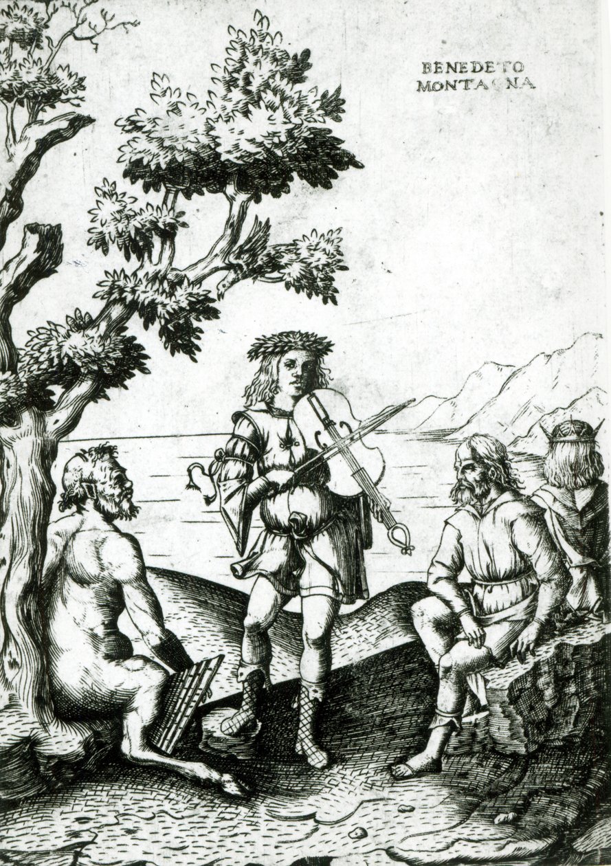 Apollo en Pan door Bartolomeo Montagna