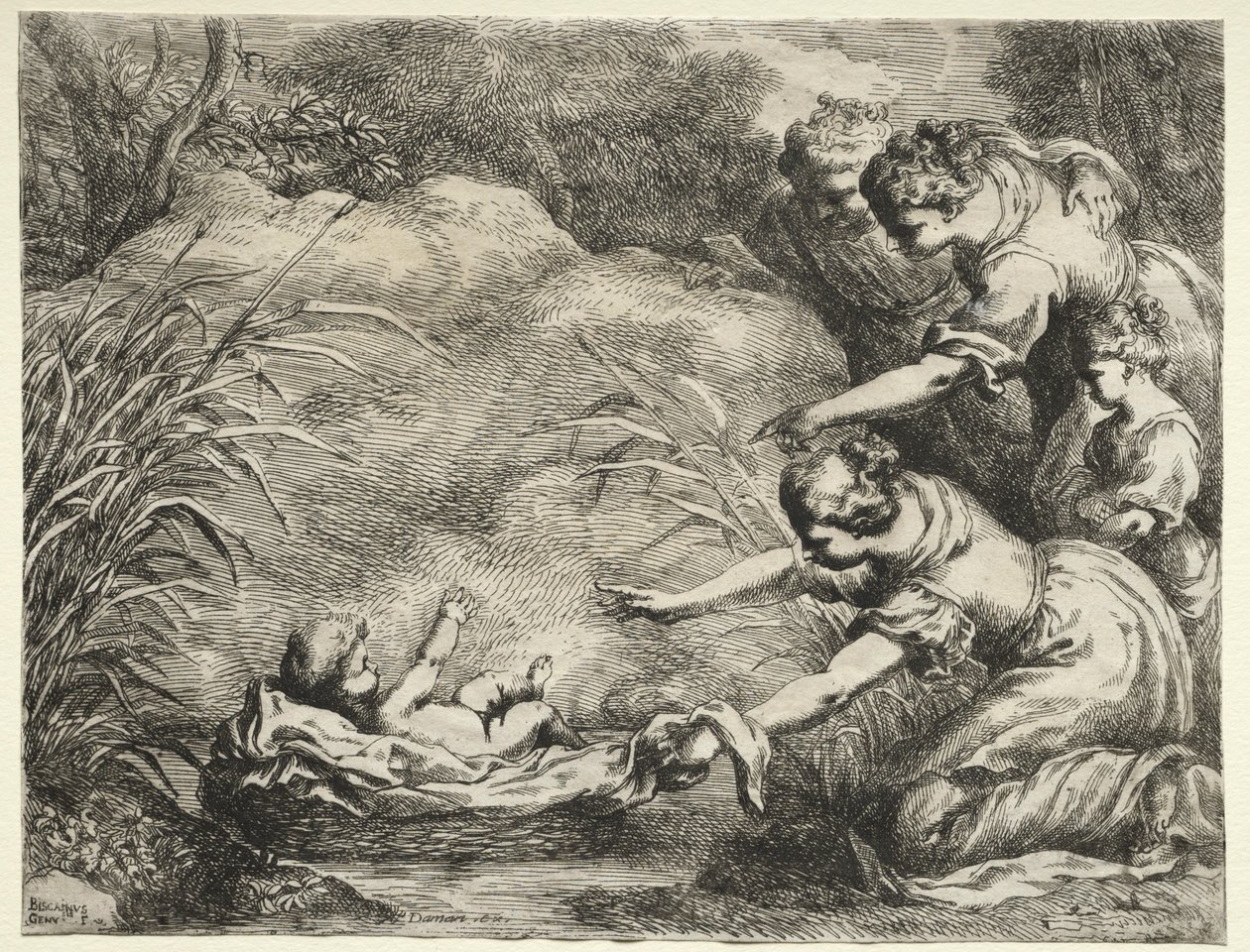 Mozes gered uit de Nijl door Bartolomeo Biscaino