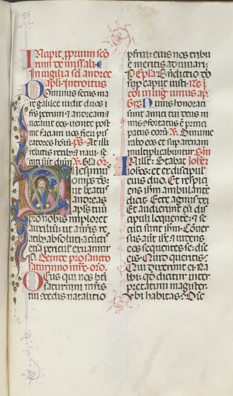 Missale: Fol. 259: Sint Andreas, 1469 door Bartolomeo Caporali