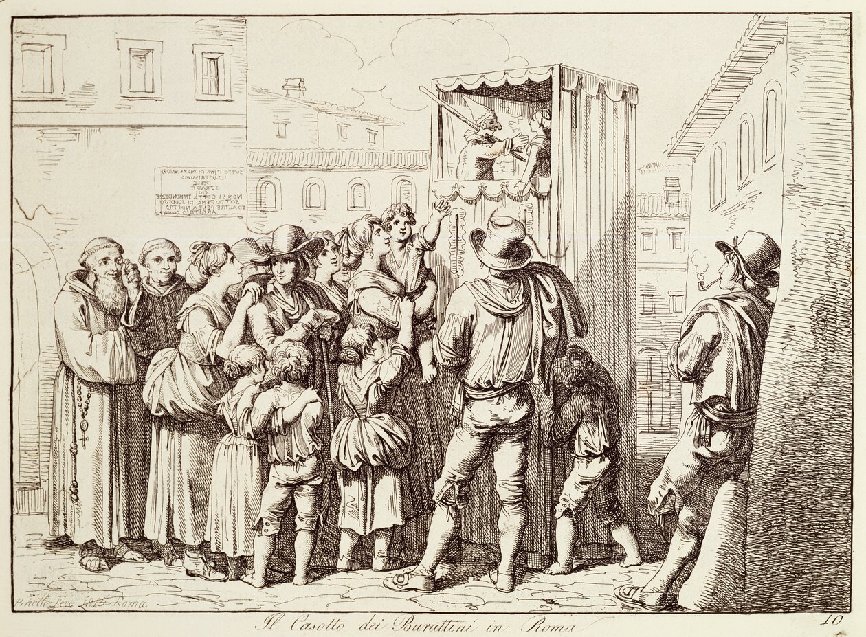 Poppenkast in Rome door Bartolomeo Pinelli