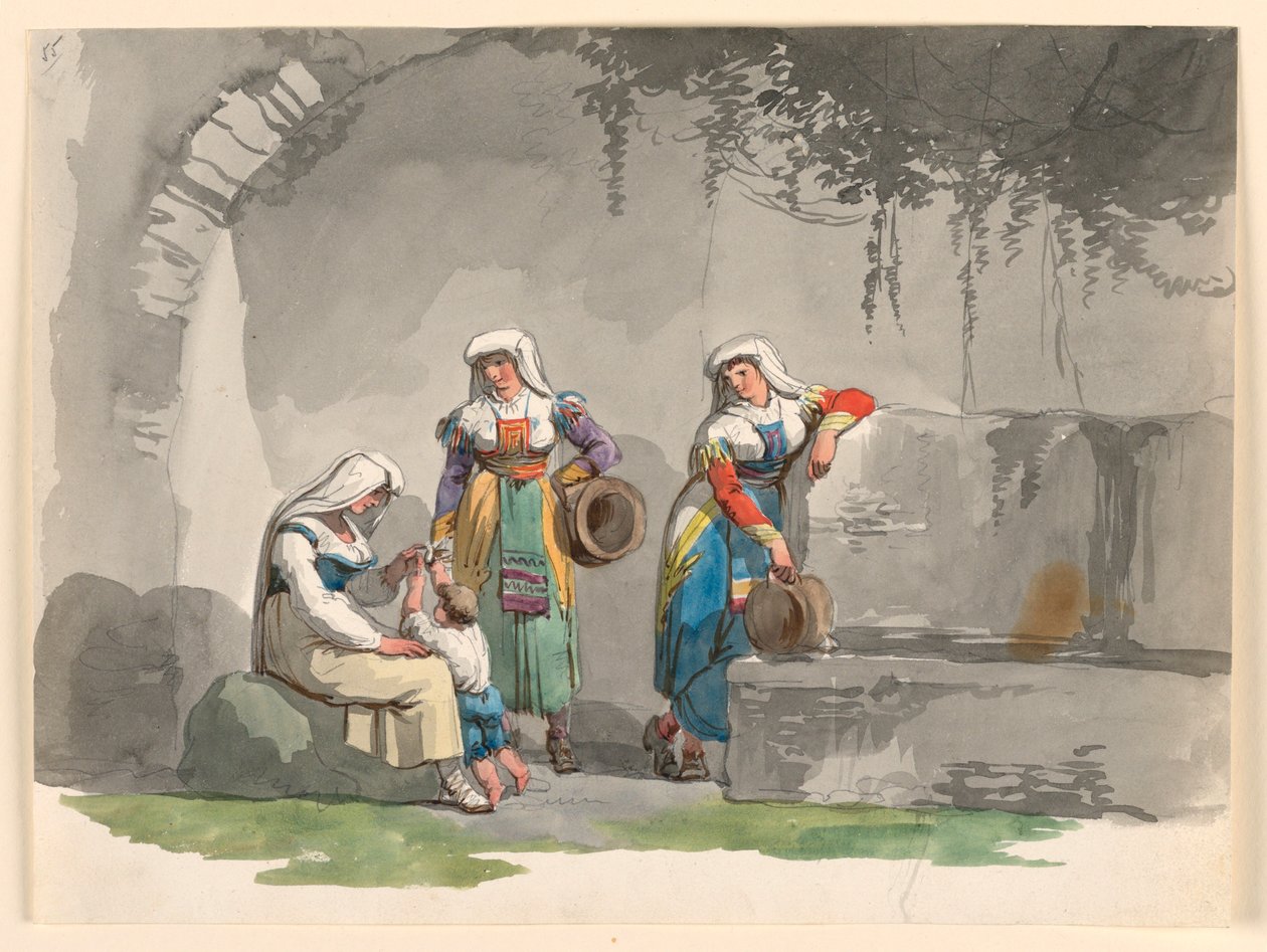 Drie Zuid-Italiaanse vrouwen door Bartolomeo Pinelli