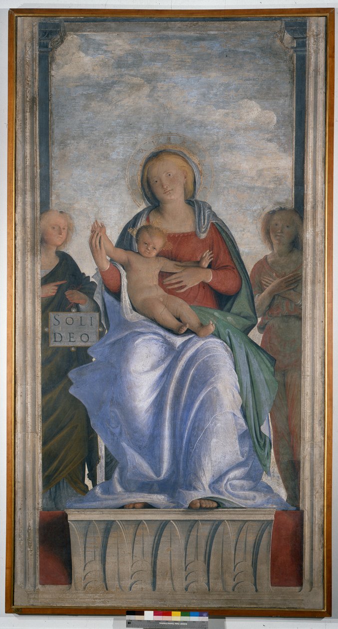 Madonna en Kind en twee engelen door Bartolomeo Suardi Bramantino
