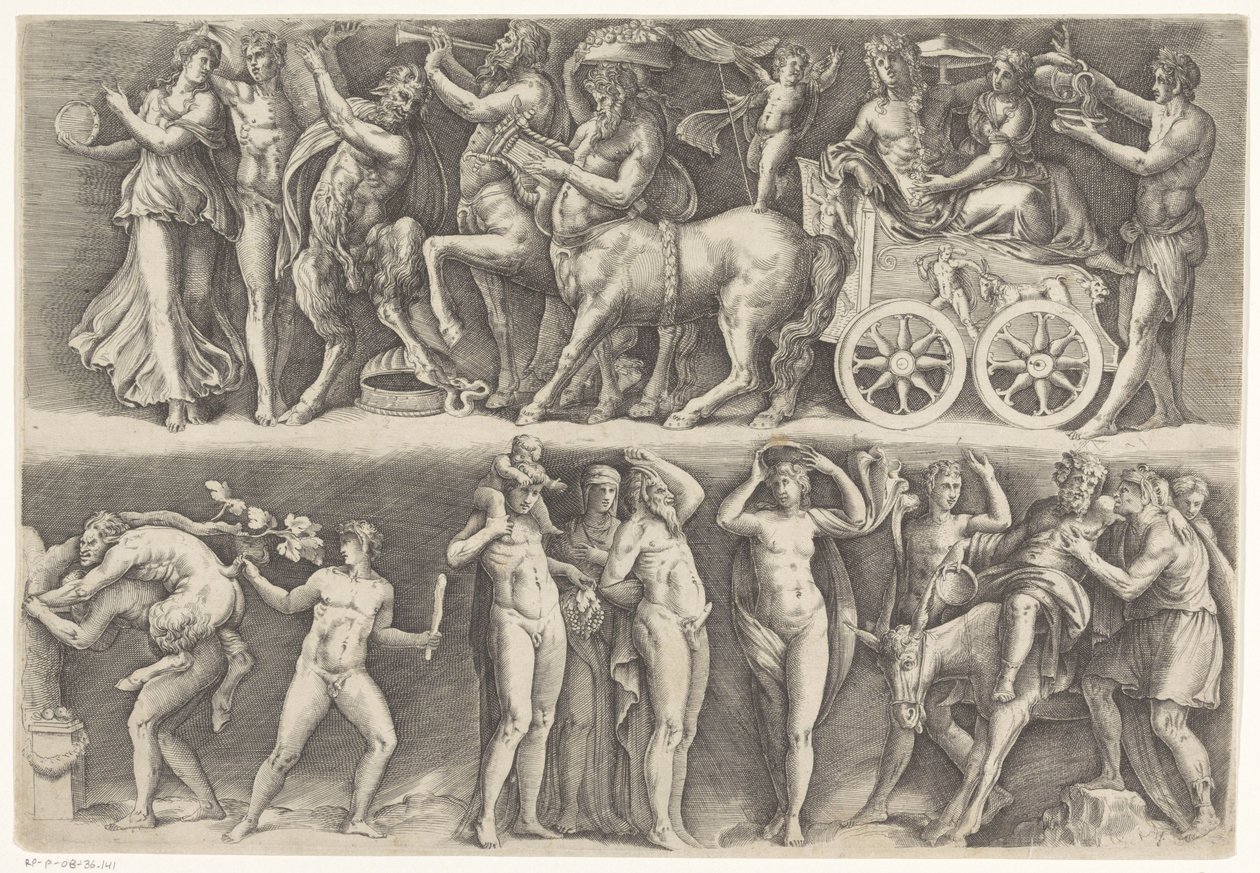 Antiek reliëf met Bacchus en Ariadne door Battista Franco