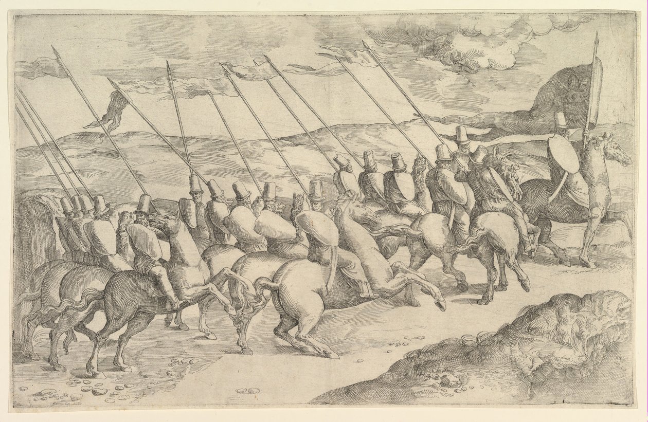 Een Gezelschap Ruiters door Battista Franco Veneziano