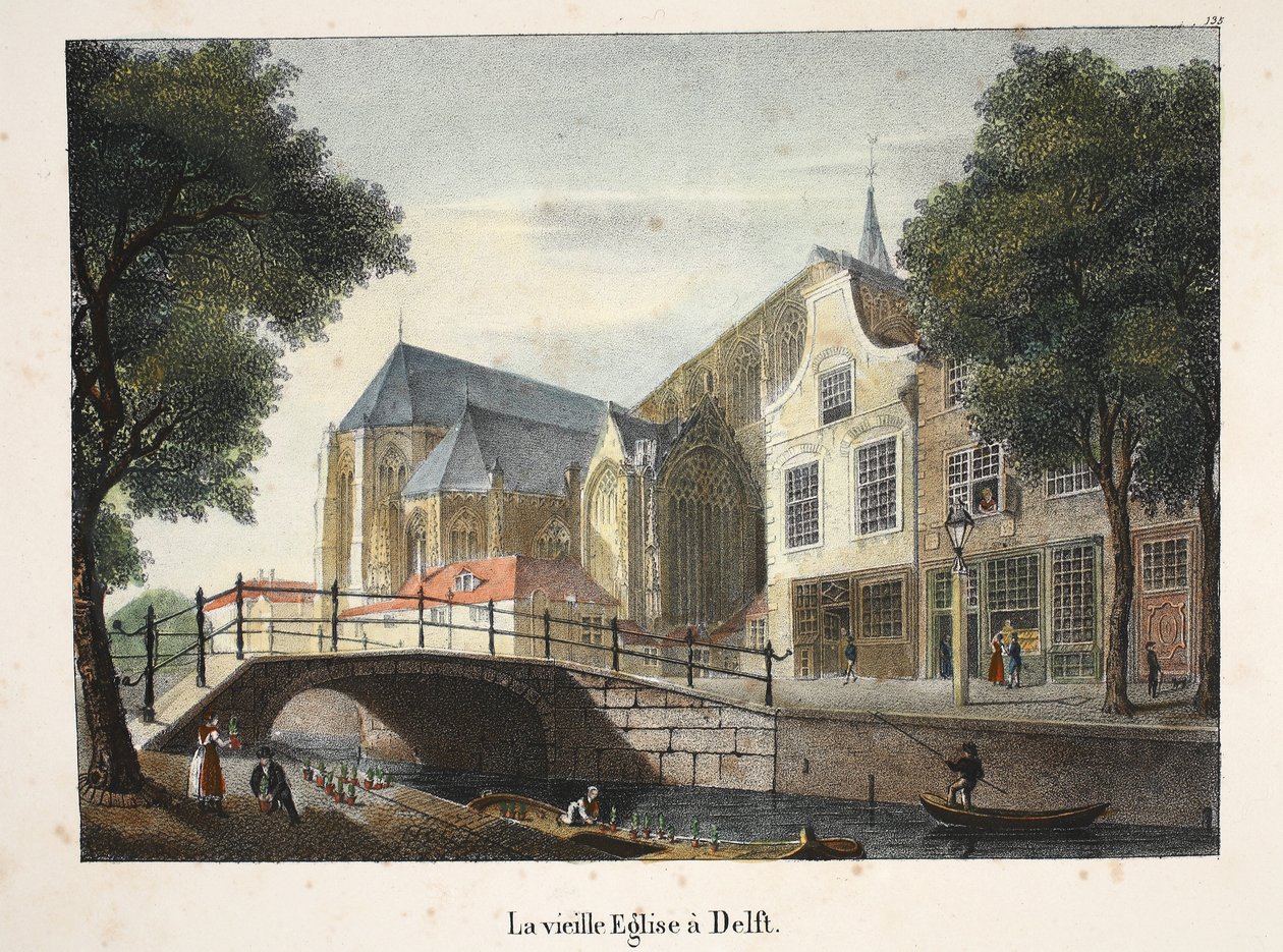 De Oude Kerk in Delft, ca. 1895 door Belgian School