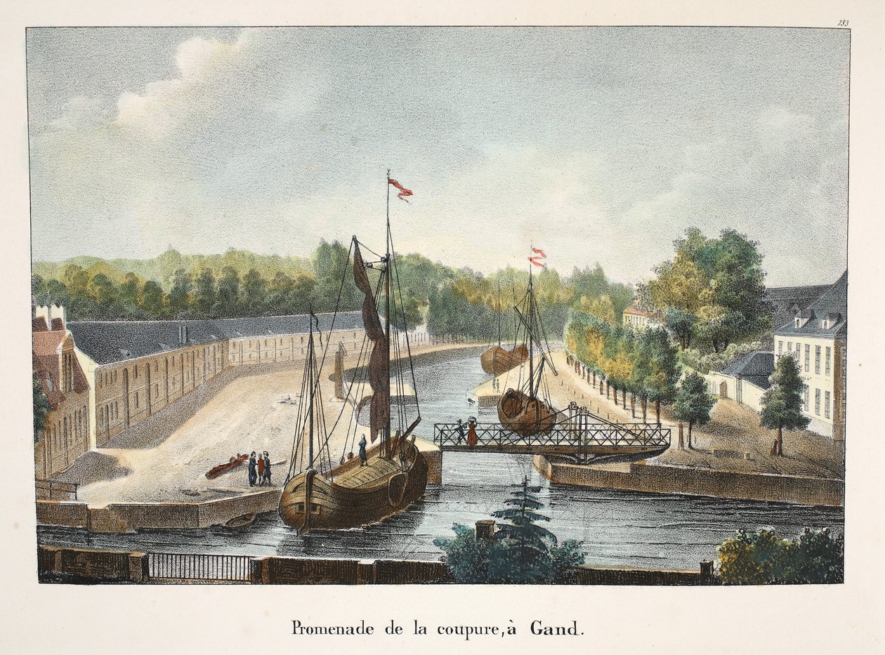 Promenade van de coupure, in Gent, ca. 1895 door Belgian School