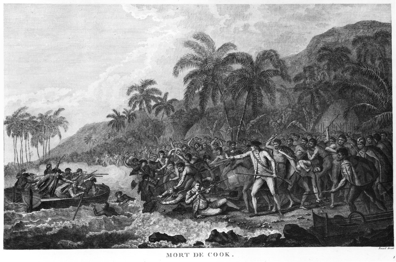 De dood van kapitein James Cook, 14 februari 1779 door Robert Benard