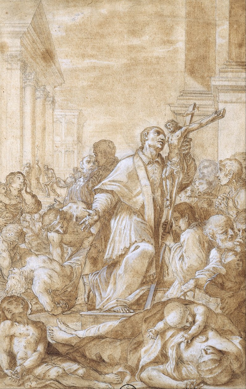Sint Carlo Borromeo onder de Pestlijders door Benedetto Luti