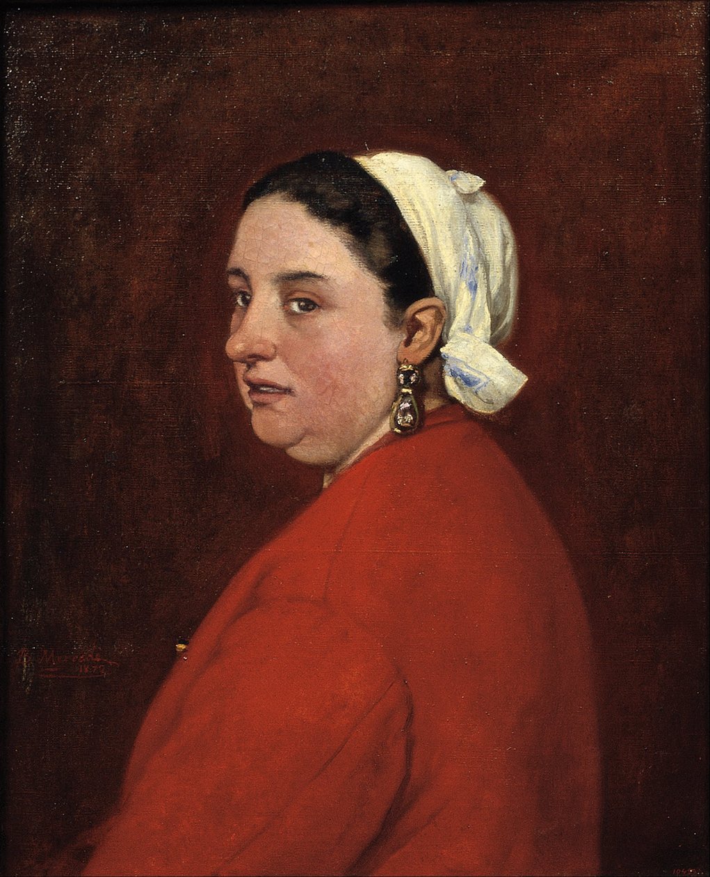 Portret van Senyora Anita met Rode Jurk door Benet Mercadé
