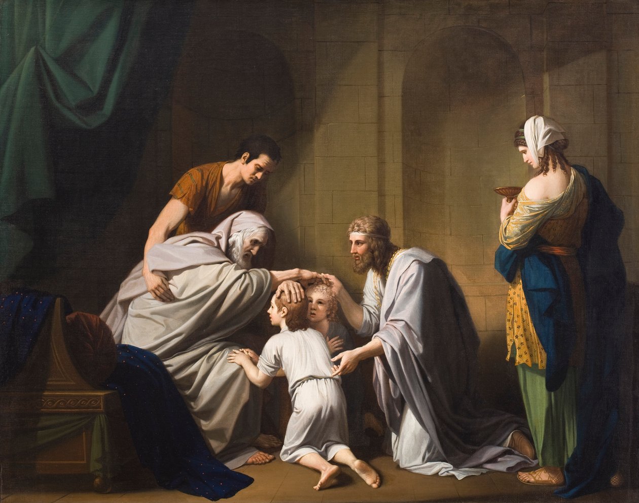 Jacob zegent Efraïm en Manasse, 1766-68 door Benjamin West