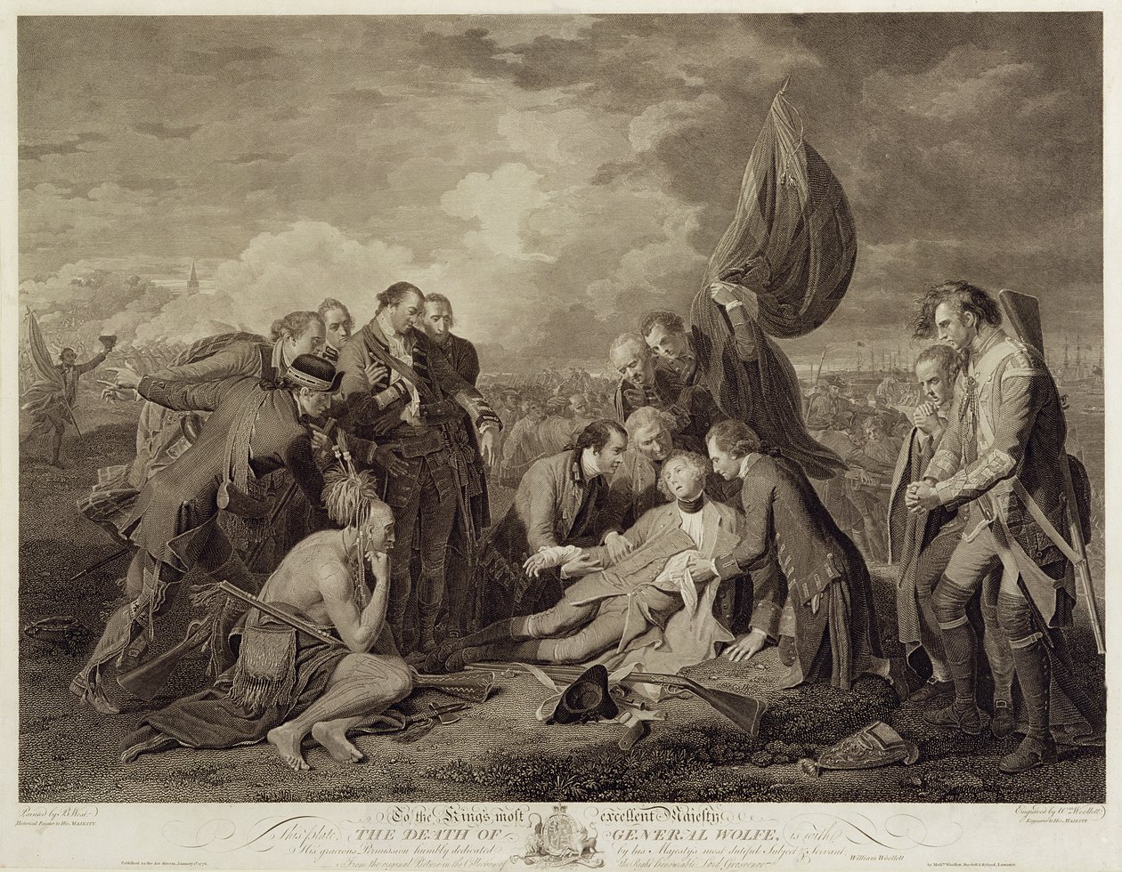De Dood van Generaal Wolfe (1727-59), gegraveerd door William Woollett (1735-85) c.1776 door Benjamin West