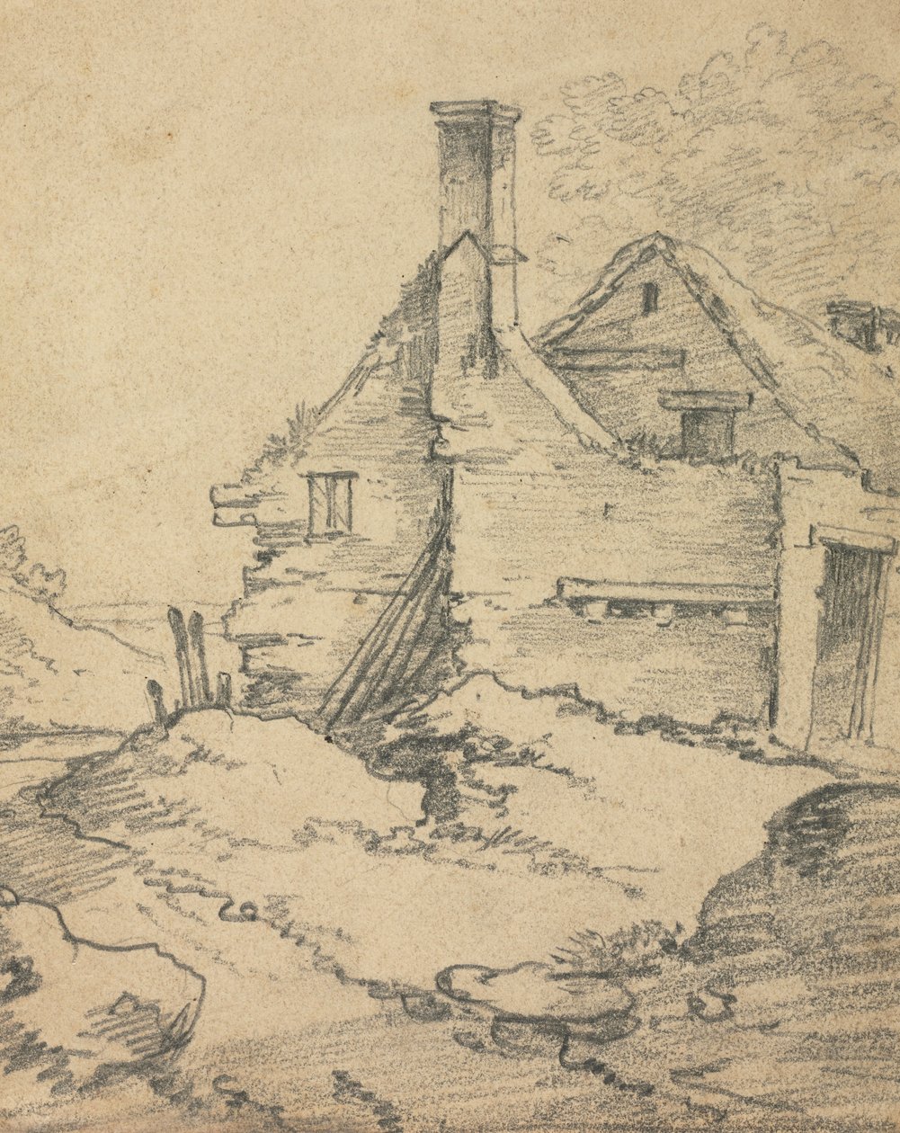 Huizen in een landschap door Benjamin Barker