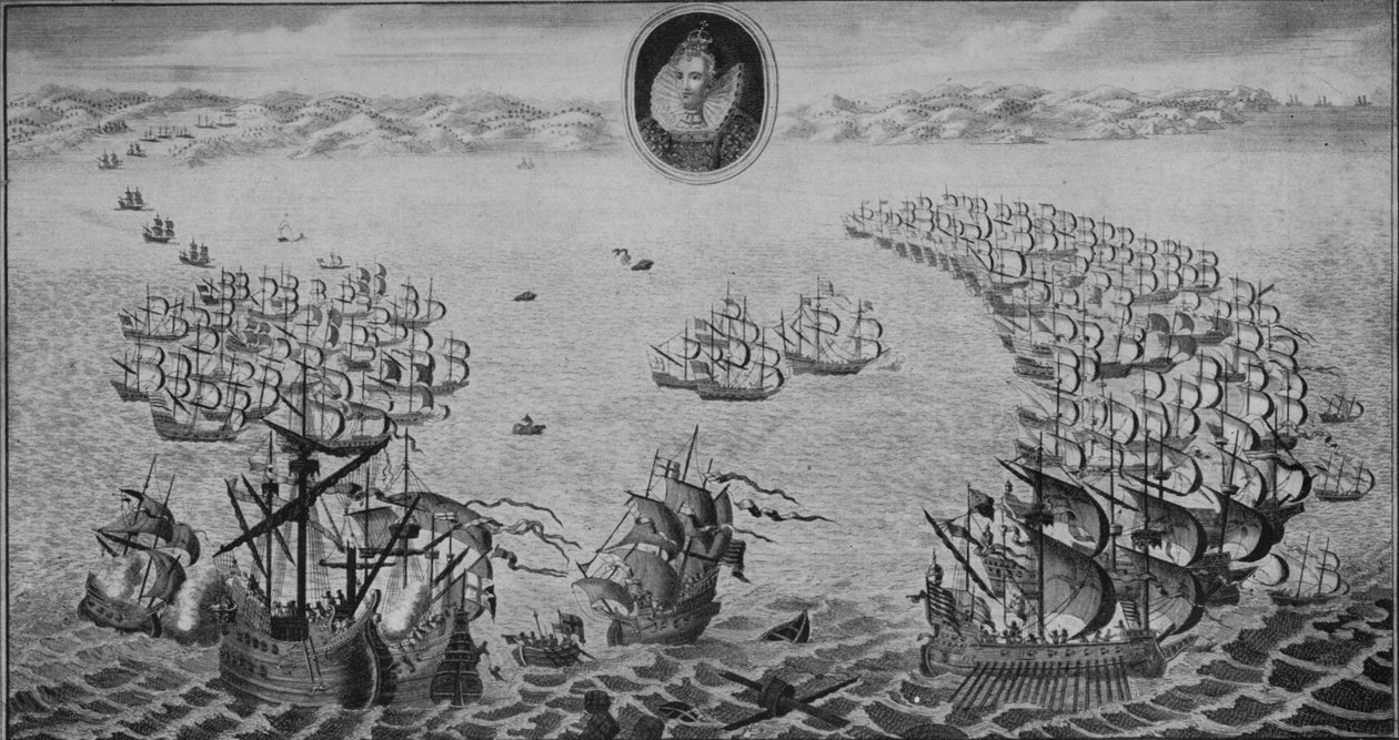 Nederlaag van de Spaanse Armada, 1745 door Benjamin Cole
