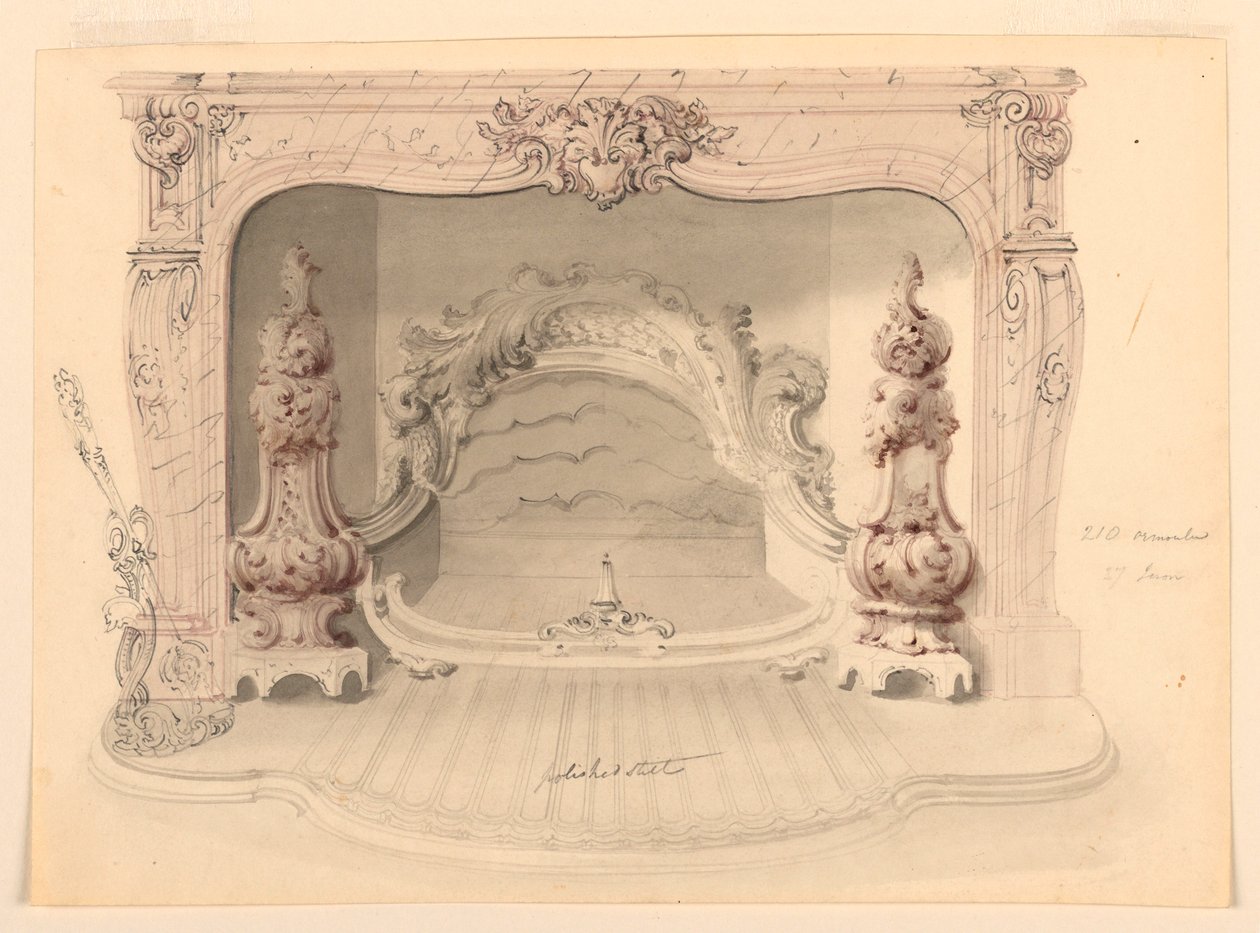 Tekening, Gietijzeren rooster, ca. 1840 door Benjamin Dean Wyatt