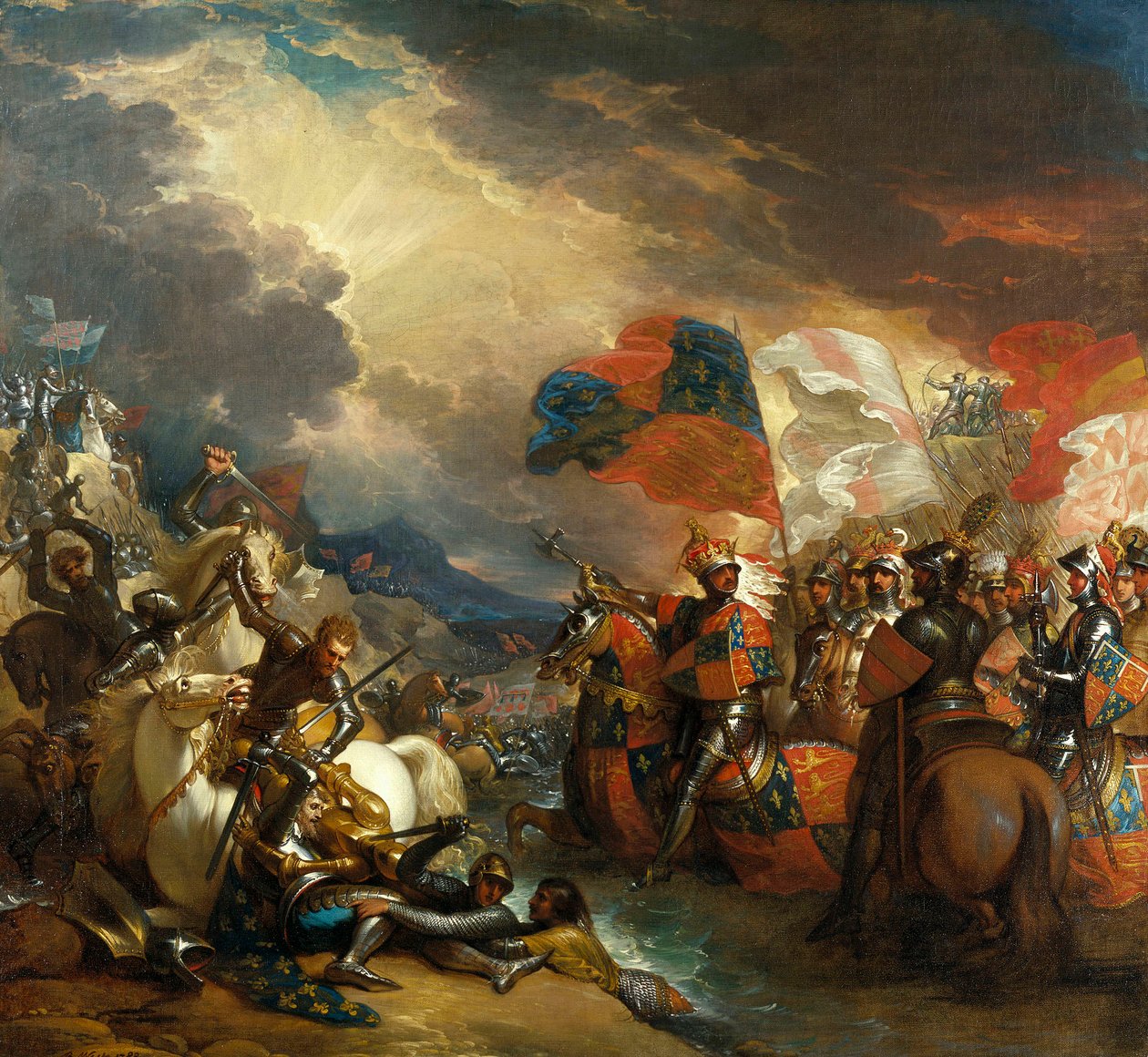 Edward III steekt de Somme over door Benjamin West
