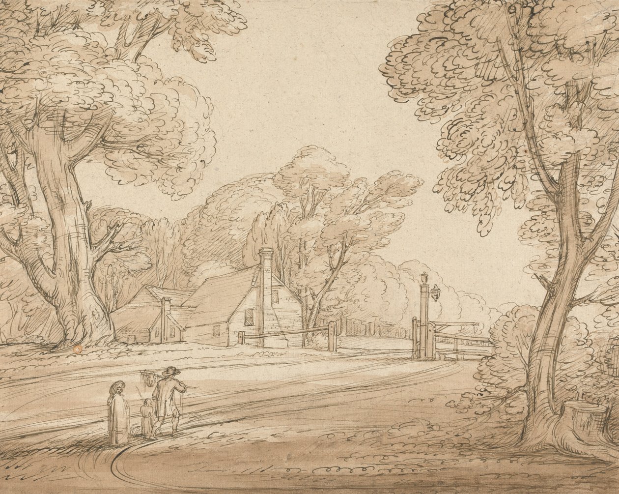 Wegscène in Windsor Forest door Benjamin West