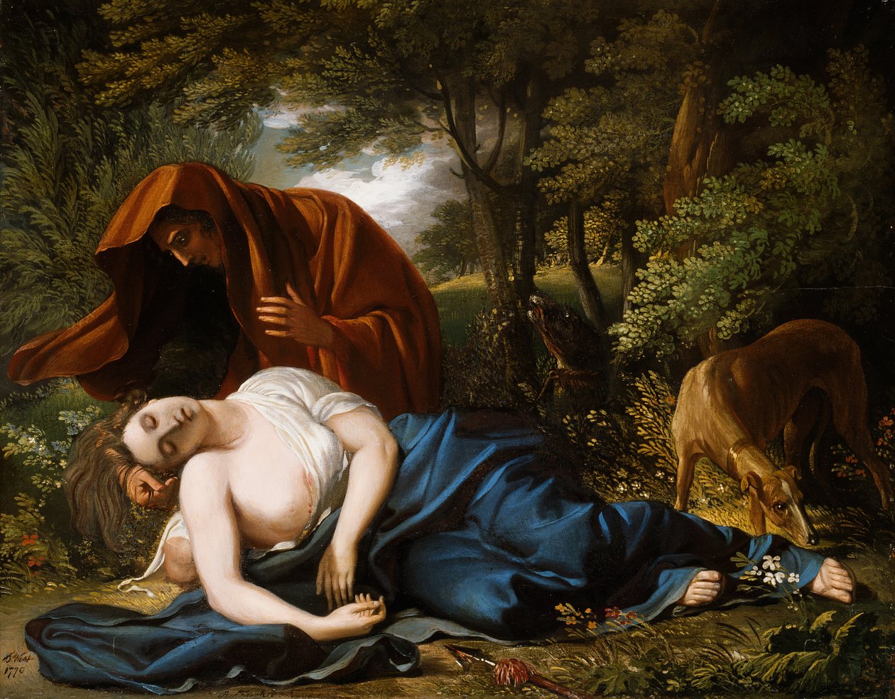 De Dood van Procris, 1770, geretoucheerd 1803 door Benjamin West