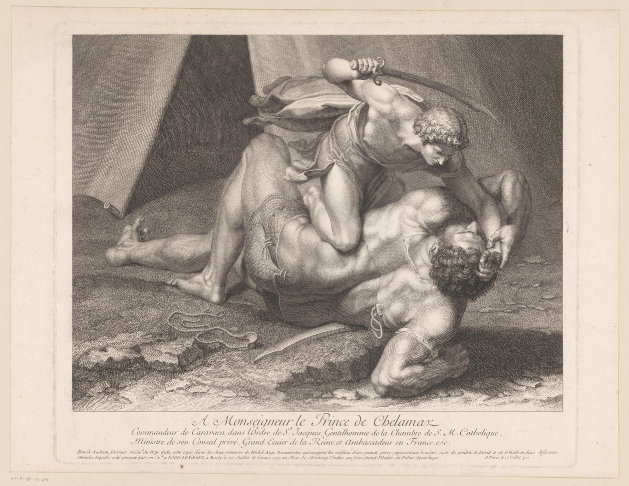David onthoofdt Goliath door Benoît Audran (I)