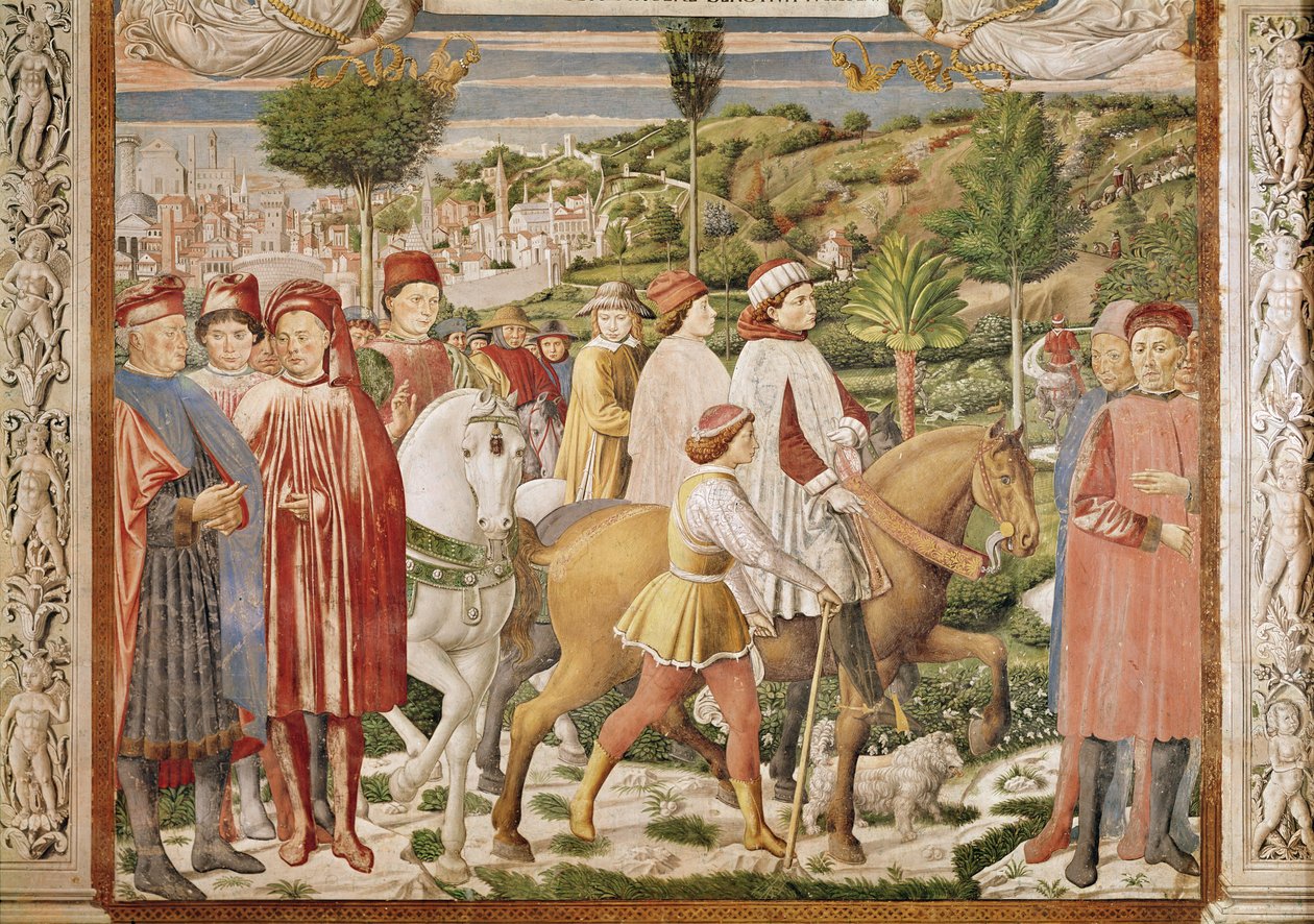 St. Augustinus verlaat Rome naar Milaan, uit het Leven van St. Augustinus, 1463-65 door Benozzo di Lese di Sandro Gozzoli