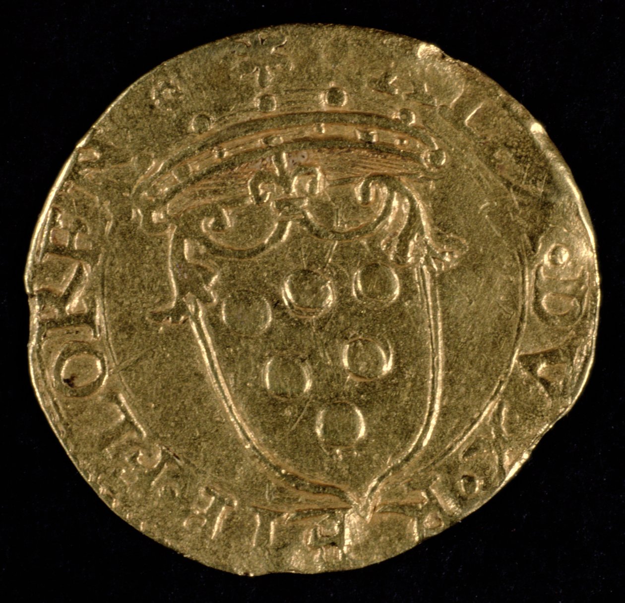 Scudo versierd met het wapen van de Medici (goud) door Benvenuto Cellini